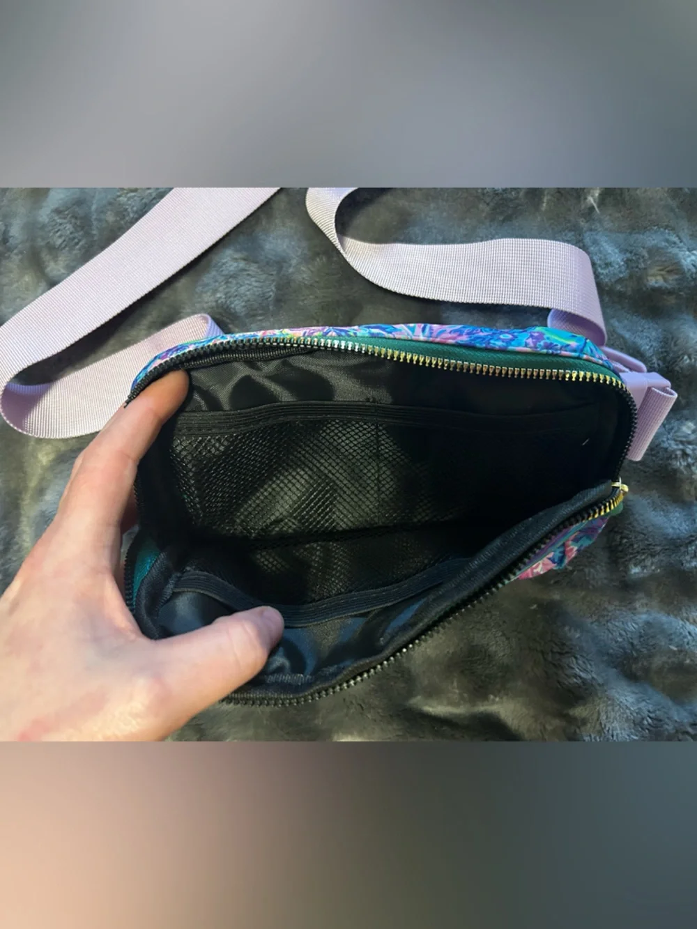 Floral Multi-Color Crossbody Belt Bag - Pink Strap - Picture 2 of 3